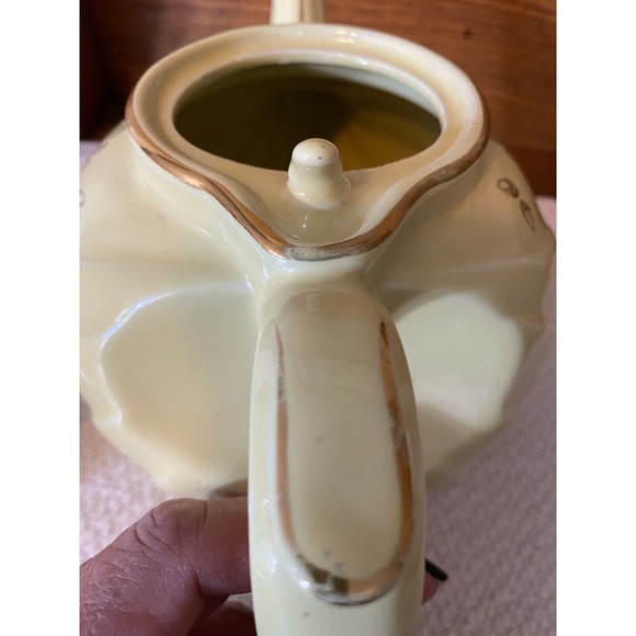 Vintage Canary Yellow/Gold Hall Pottery Teapot #799 w/ Lid Art Deco 6 Cup - Picture 2 of 10
